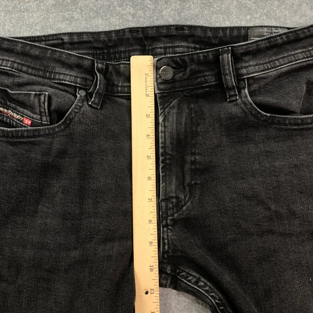 Diesel Thommer Mens Jeans 34x30 (fits 35x29) Black Slim Fit Mid Rise Denim